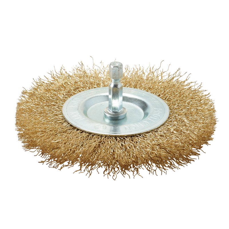 Draper Brass Steel Crimped Wire Wheel Brush 100mm 6.35mm Hex Shank 41428