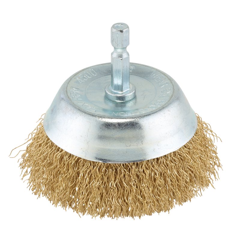 Draper Brassed Steel Crimped Wire Cup Brush 75mm 6.35mm Shank 41433