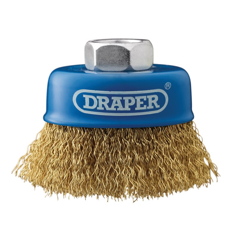 Draper M14 Brassed Steel Crimped Wire Cup Brush 65mm 41443