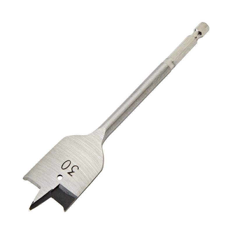 Draper Flat Wood Drill Bit 30mm Hex Shank Double Ground Tri Point 41786