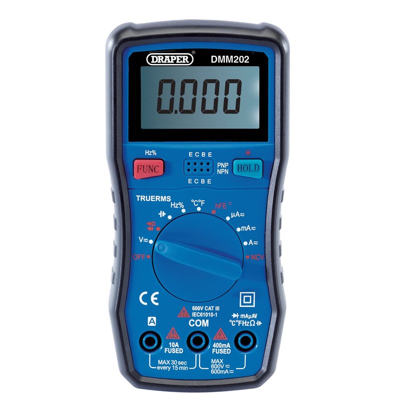 Draper Auto Ranging Digital Multimeter 1 x Test Leads 1 x Temp Probe 41820