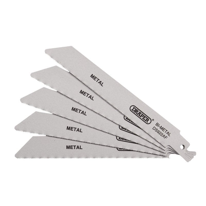 Draper Bi-metal Reciprocating Saw Blades Metal Cutting 150mm 24tpi 5Pk 43444