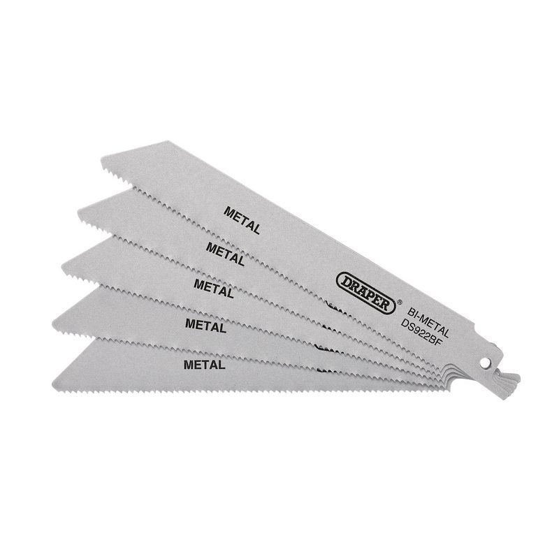 Draper Bi-metal Reciprocating Saw Blades for Metal 150mm 14tpi Pack of 5 43459
