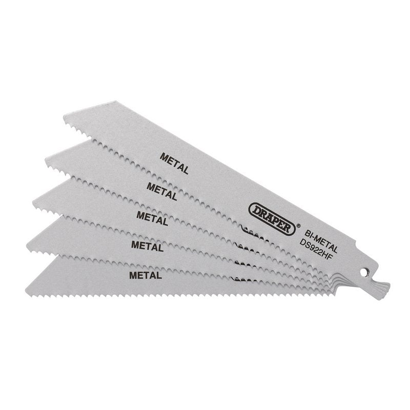 Draper Bi-metal Reciprocating Saw Blades for Metal 150mm 10tpi Pack of 5 43460