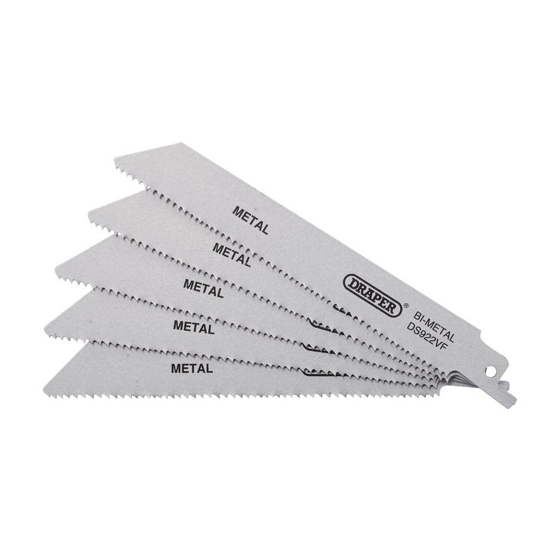 Draper Bi-metal Reciprocating Saw Blades Metal 150mm 10-14tpi Pack of 5 43463