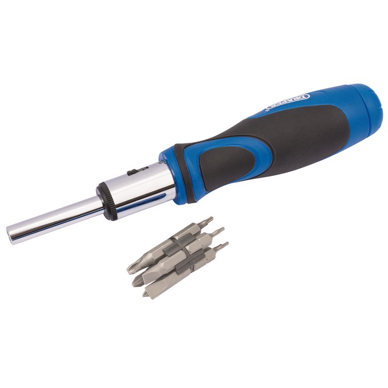Draper Ratchet Screwdriver and Bit Set 13 Piece 1/4" magnetic bit holder 43640
