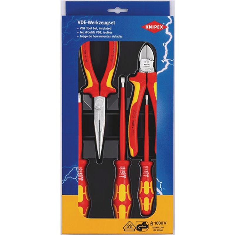 Knipex 00 20 13 VDE Approved Fully Insulated Screwdriver and Pliers Set (5 Piece)