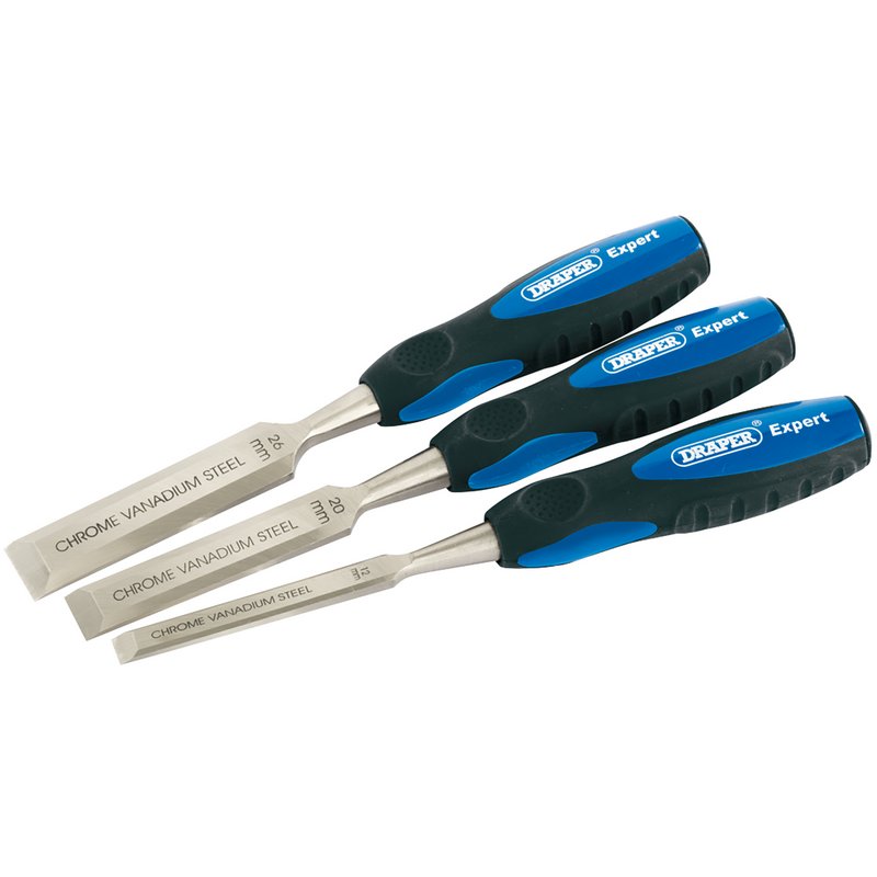 Draper Expert Soft Grip Bevel Edge Wood Chisel Set 150mm 3 Piece 45865