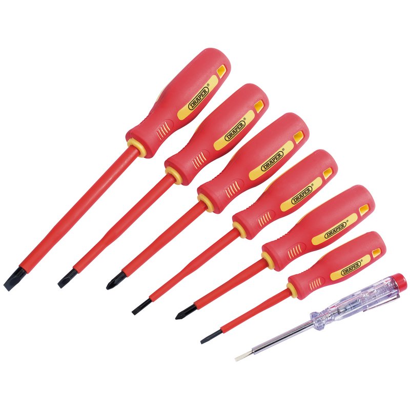Draper Fully Insulated Screwdriver Set with Mains Tester 7 Piece 46540