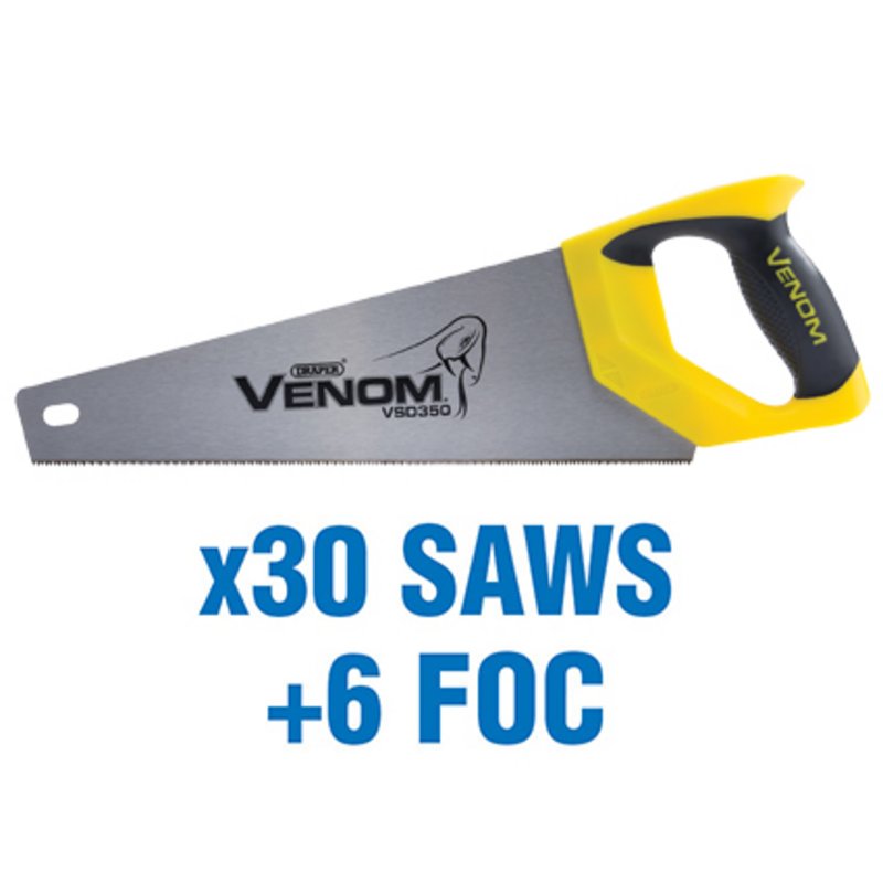 Draper Venom® Second Fix Double Ground Tool Box Saws, 350mm (added value pack 30 saws + 6 foc)