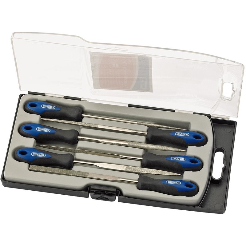 Draper Soft Grip Diamond Needle File Set 150mm 6 Piece Hardened Carbon 47817