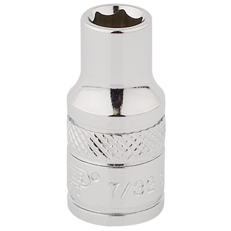 Draper 1/4"D HI-TORQ 6 Point Socket 7/32" Knurled Ring Standard Length 48371