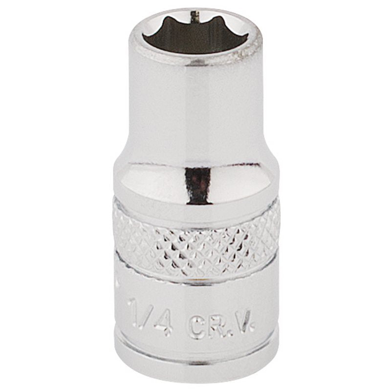 Draper 1/4"D HI-TORQ 6 Point Socket 1/4" Knurled Ring Standard Length 48444
