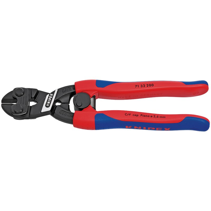 Knipex Cobolt 200mm Compact Bolt Cutters with Sprung Handle Hard Wire Cut 4mm 49197