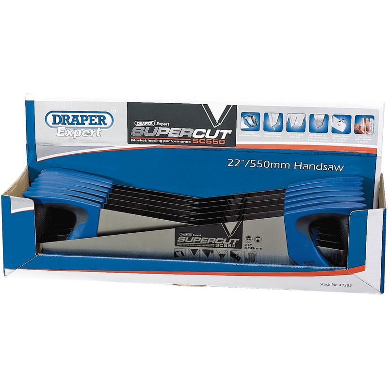 Draper Supercut Soft Grip Hardpoint Handsaw 550mm/22" 11tpi/12ppi 12 Pack 49285