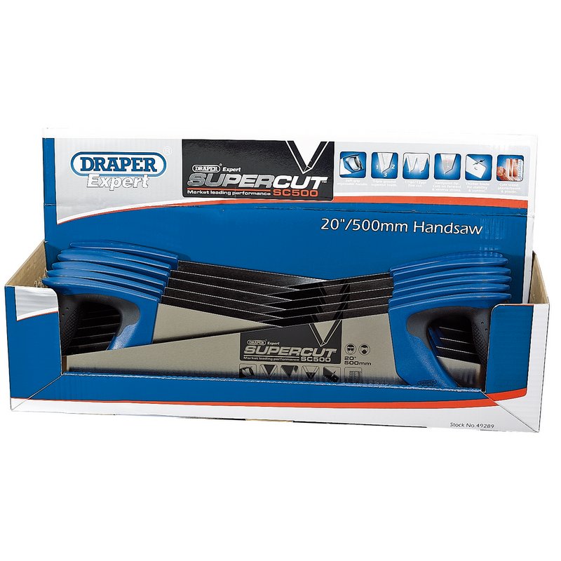 Supercut® Soft Grip Hardpoint Handsaw, 500mm/20", 11tpi/12ppi (Dispenser of 12)