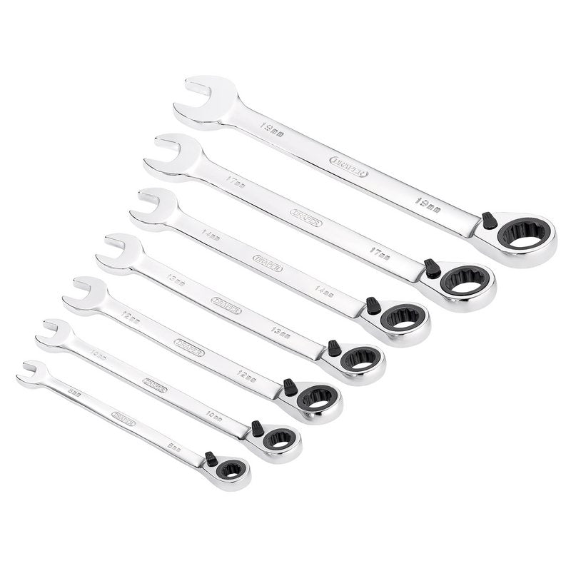 Draper 7 Pc Metric Reversible Ratcheting Combination Spanner Set 51179
