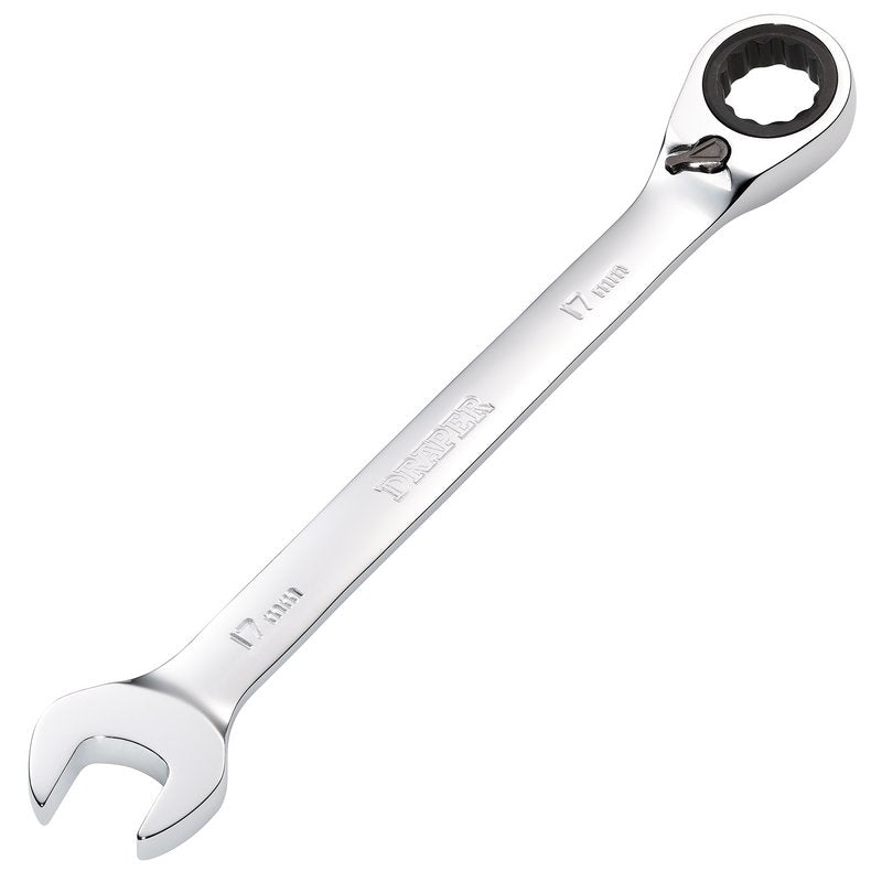 Draper 17mm Metric Reversible Ratcheting Combination Spanner 12 Point 52005