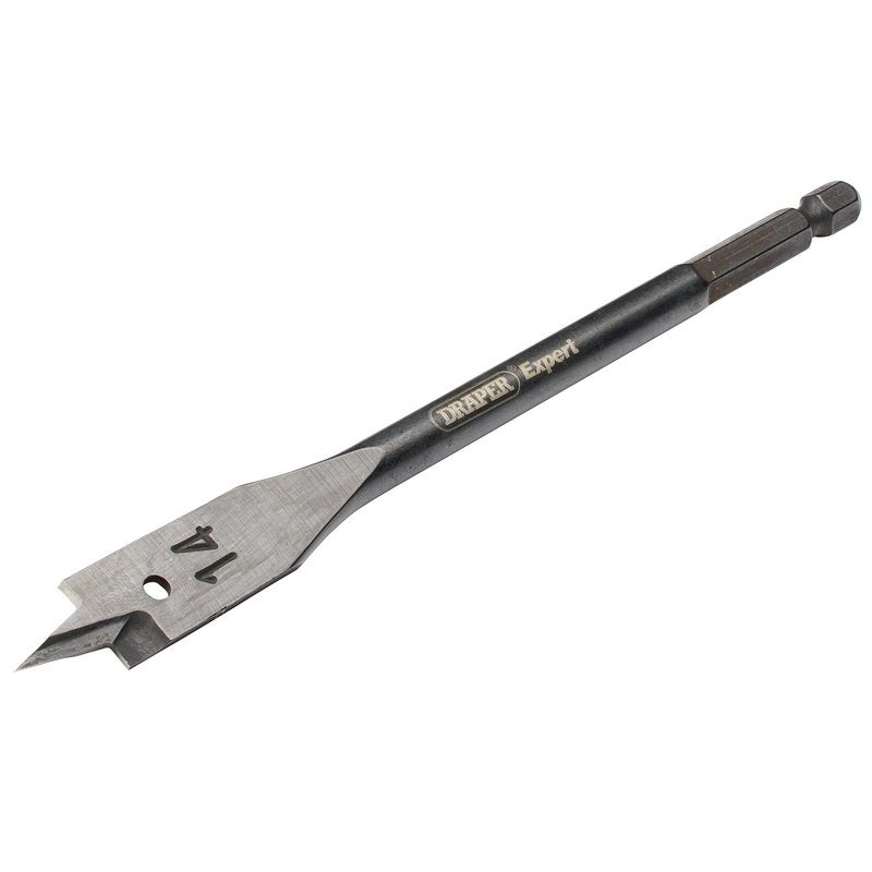 Draper Expert Flat Wood Bit 14mm 6mm Shank Precision Central Point 54555
