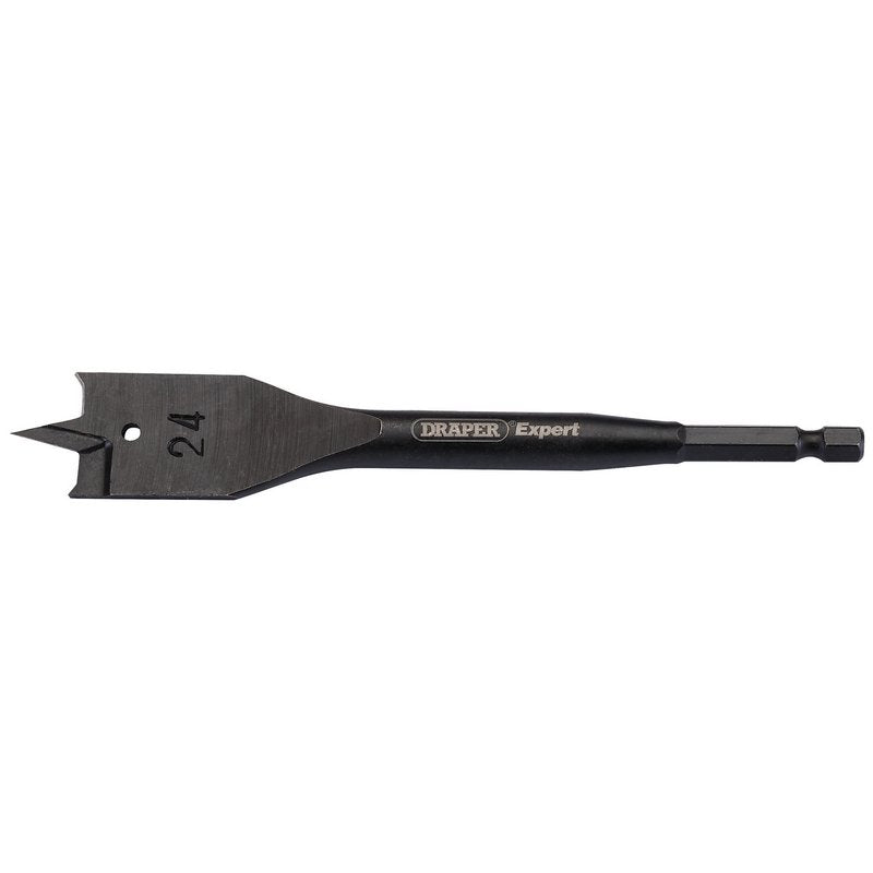 Draper Expert Flat Wood Bit 24mm 6mm Shank Precision Central Point 54556