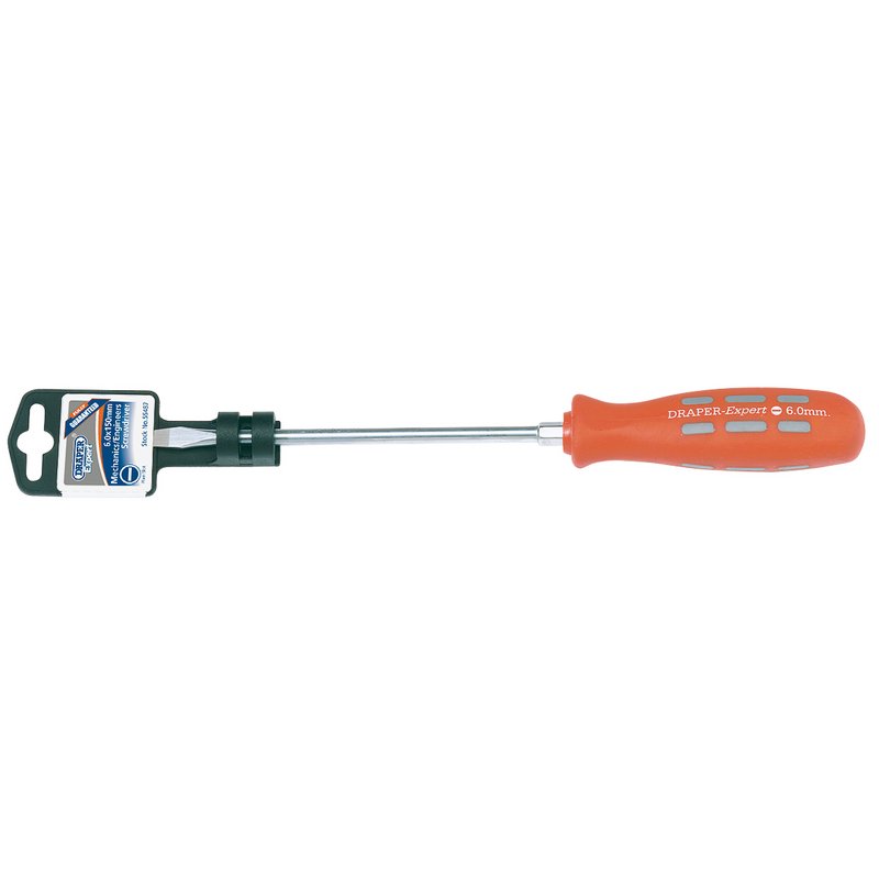 Draper Plain Slot Flared Tip Mechanic's Screwdriver 6 x 150mm soft grip 55487