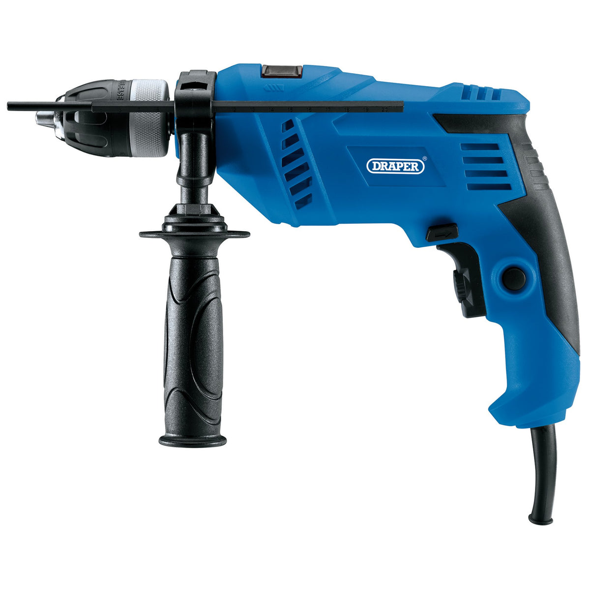 Draper 230V Impact Drill 710W 13mm Keyless Chuck & Side Handle Depth Stop 56361