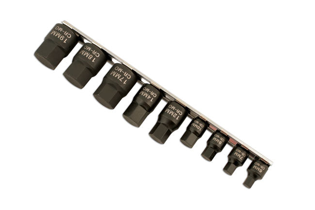 Laser Tools Low Profile Impact Hex Socket Bit Set 1/4"D, 3/8"D 9pc 5665