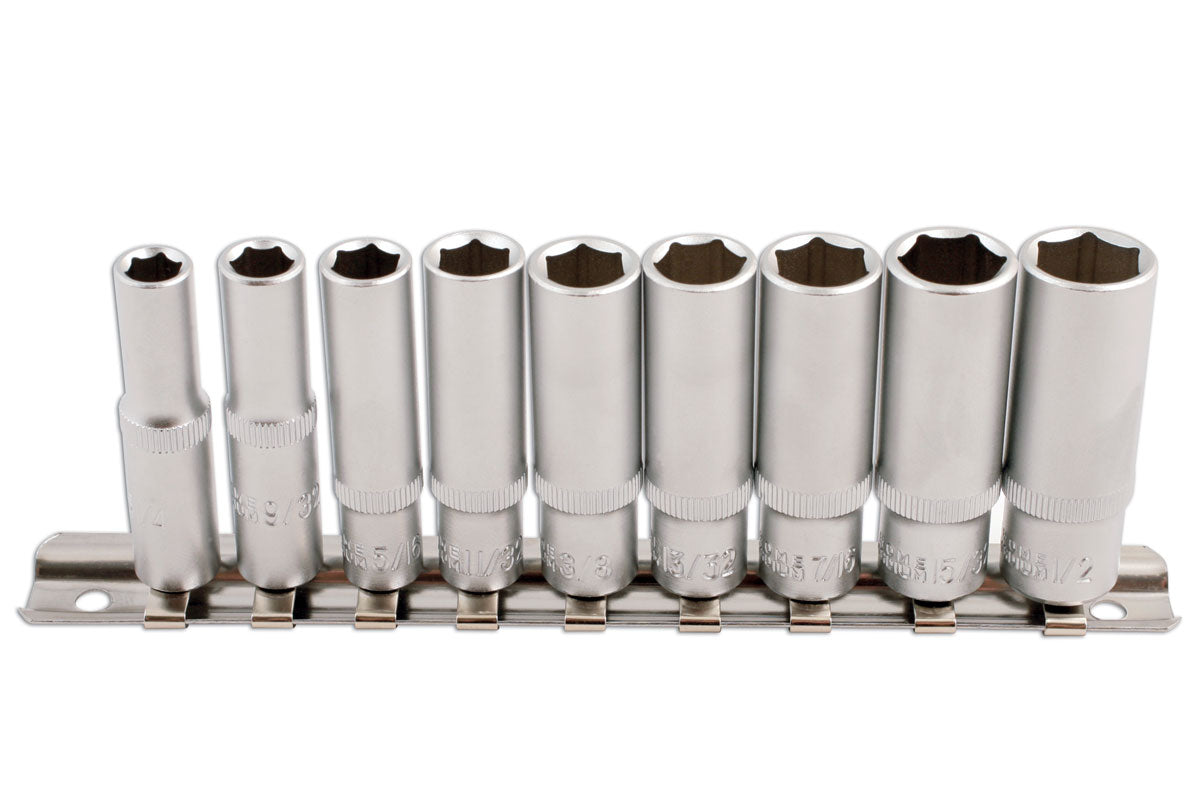 Laser Tools AF Deep Socket Set 1/4"D 9pc From 1/4" to 1/2" Single Hex 5692