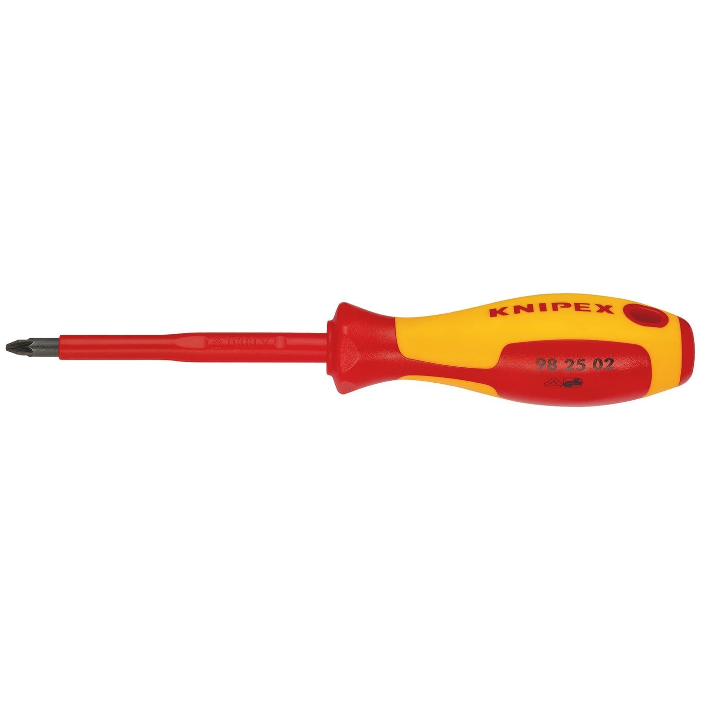 KNIPEX VDE Insulated Pozidriv Screwdriver PZ2 x 100mm Anti Roll Handle 57557