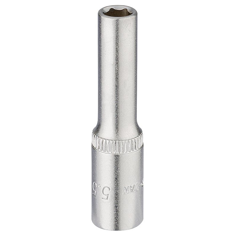 Elora 1/4"D 5.5mm Deep Socket Hexagon Chrome Plated 58724