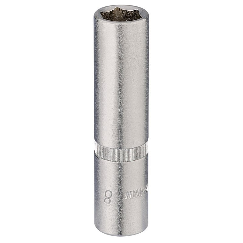Elora 1/4"D 8mm Deep Socket Hexagon Chrome Plated 58728