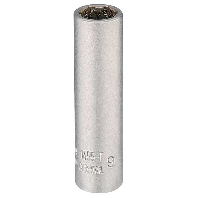 Elora 1/4"D 9mm Deep Socket Hexagon Chrome Plated 58729