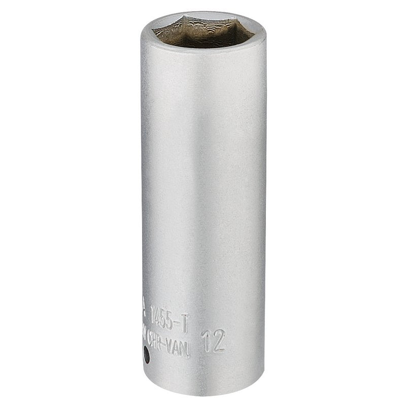 Elora 1/4"D 12mm Deep Socket Hexagon Chrome Plated 58732