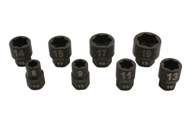 Laser Tools Damaged Nut/Bolt Remover 3/8"D 8pc 5966