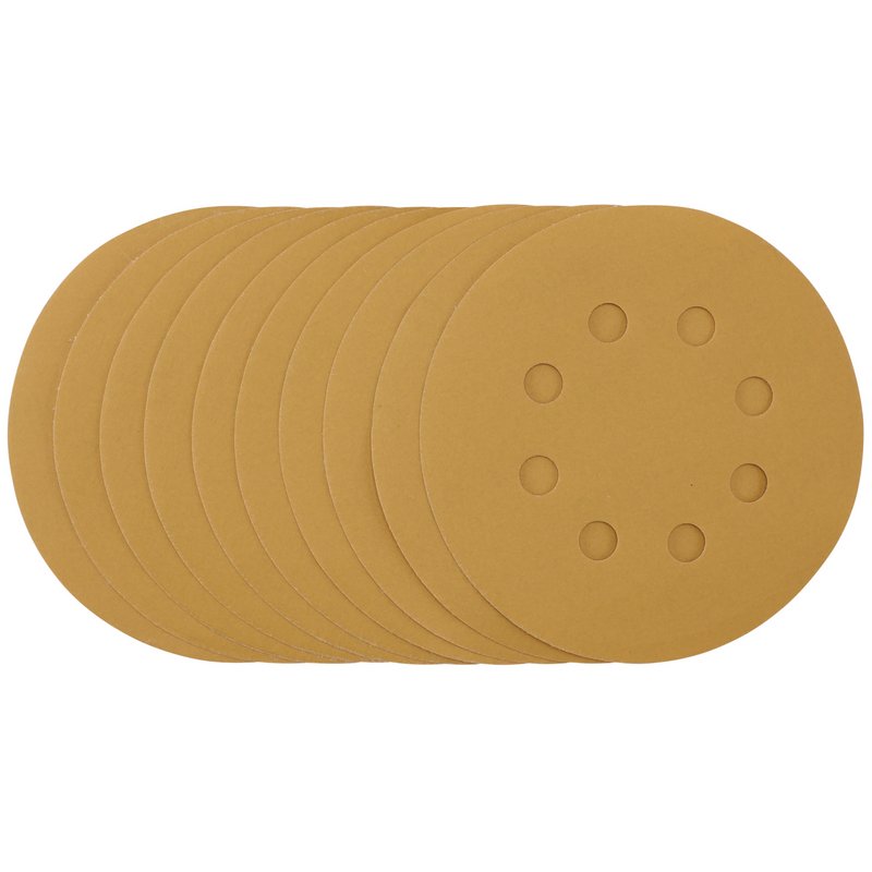 Draper Gold Sanding Discs Hook & Loop 125mm 400 Grit 8 Holes 10 Pack 59856