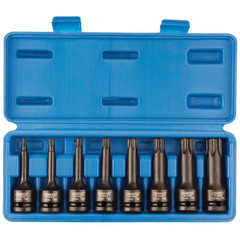 1/2" Sq. Dr. Draper TX-STAR® Impact Socket Bit Set (8 Piece)