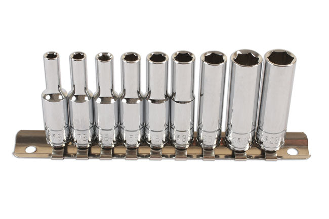 Laser Tools BA Deep Socket Set 1/4"D 6 Sided Length 50mm 9pc 6196