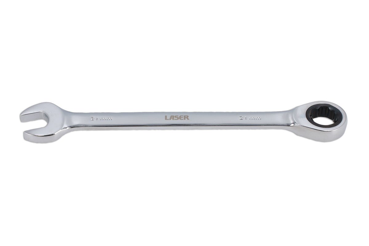 Laser Tools 21mm Ratchet Ring Combination Spanner 12 Point 72 Teeth Chrome 62656