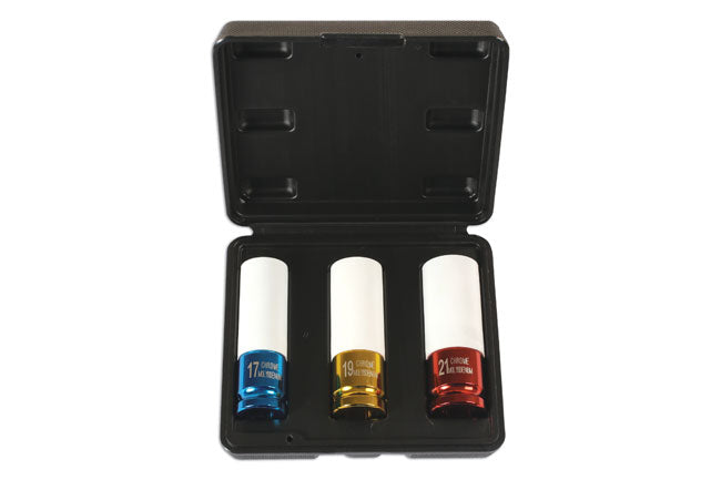 Laser Tools Alloy Wheel Nut Sockets 1/2"D 3pc 6294