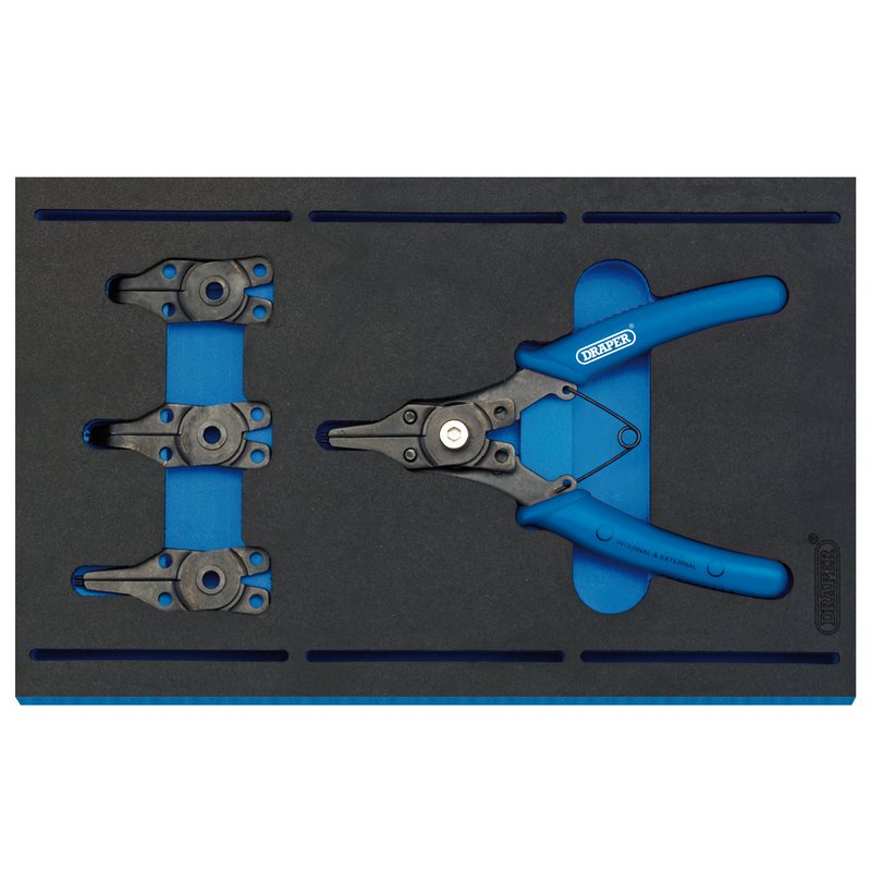 Draper Interchangeable Circlip Plier Set in 1/4 Drawer EVA Tray 5 Pc 63196