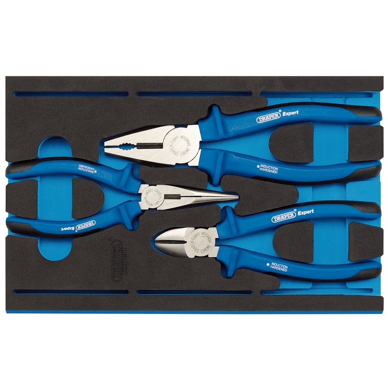 Draper Expert Heavy Duty Plier Set in 1/4 Drawer EVA Insert Tray 3 Piece 63262