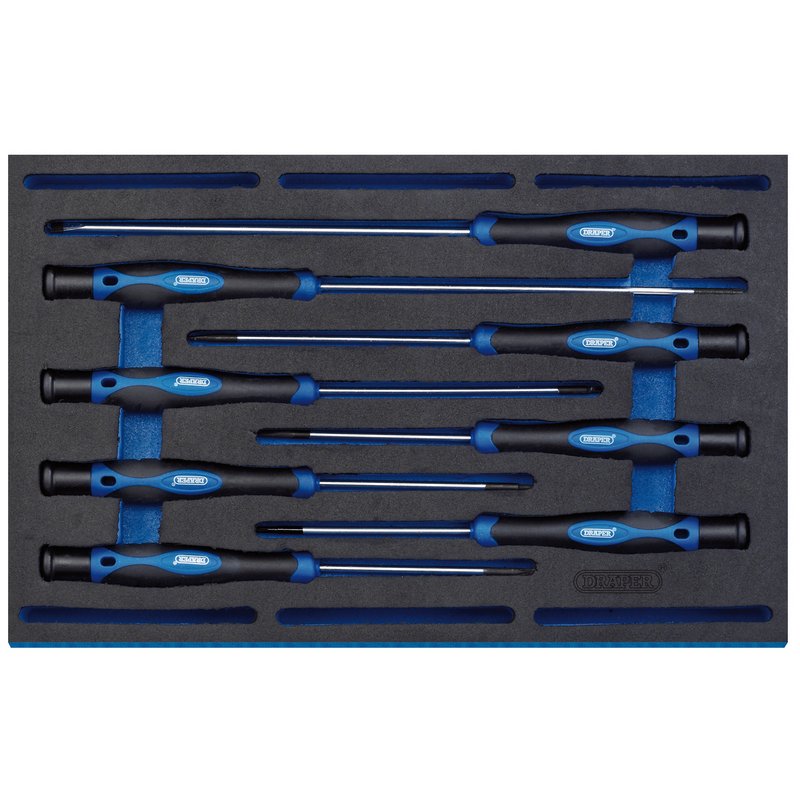 Draper Extra Long Precision Screwdriver Set in 1/4 Drawer EVA Tray 8 Piece 63399