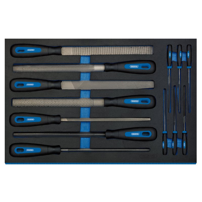Draper Hand File Set in 3/4 Drawer EVA Insert Tray 13 Piece 63513