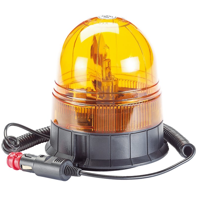 Draper 12/24V Magnetic Base Rotating Beacon Coiled Cable Amber Lens 63878