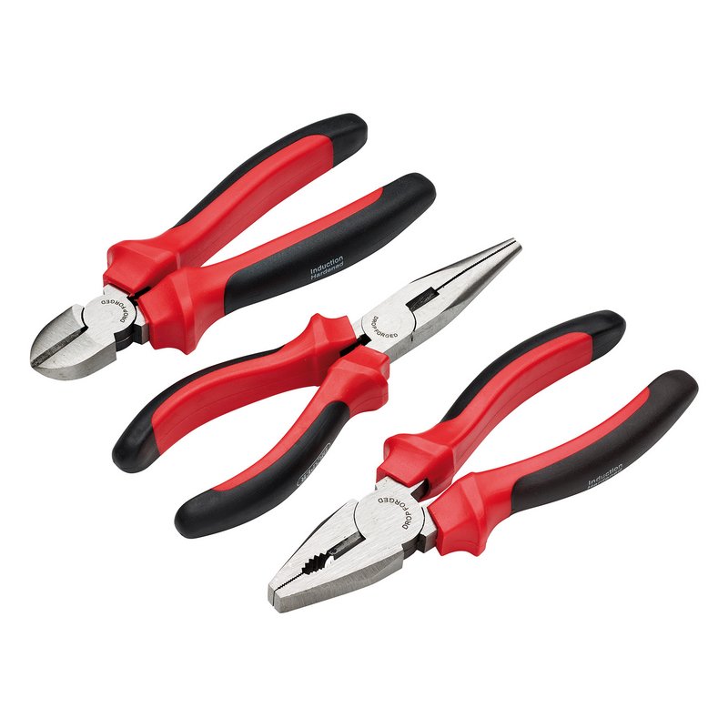 Draper Redline Plier Set 160mm 3 Piece Soft Grip Handles With Slip Guards 63936