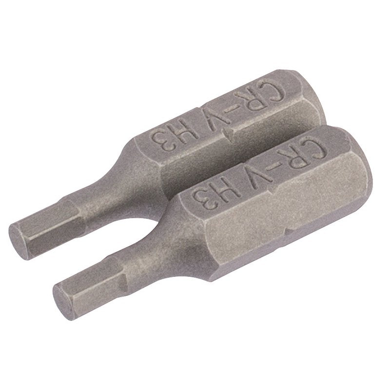 Draper Screwdriver Hexagonal Insert Bit 3mm 1/4" Hex 25mm Long Pack of 2 63962