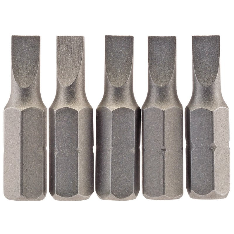 Draper Plain Slot Screwdriver Bit 4.5 mm 1/4" Hex 25mm Long (Pack of 5) 64008