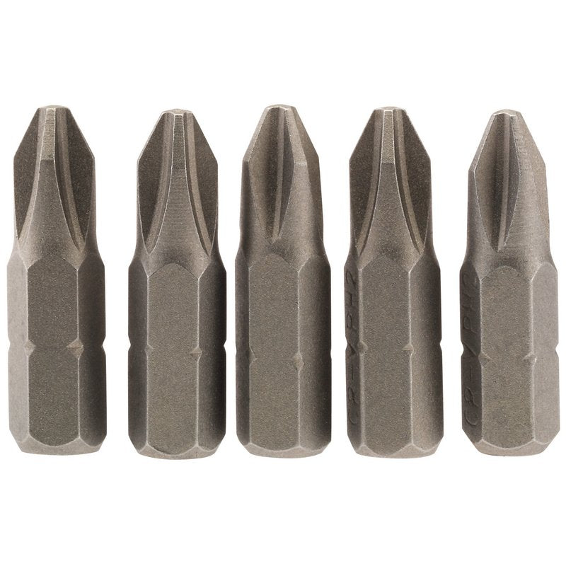 Draper Cross Slot Screwdriver Bit 1/4" Hex 25mm Long No.2 (Pack of 5) 64018