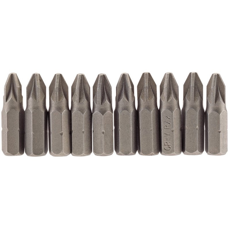Draper No.2 PZ Type Screwdriver Bit 1/4" Hex 25mm Long (Pack of 10) 64048