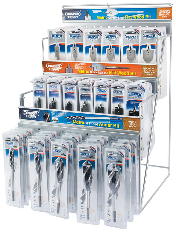 Draper Assorted Metric Auger and Flat Wood Bit Merchandiser 123 Piece 64050